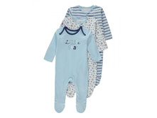 3-Pack Little Star Sleepsuits