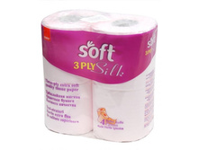 165 ���. - Toilet Paper Soft Silk/ ��������� ������ 3-� �������, 100% ���������, �����, 4 ���, 4513