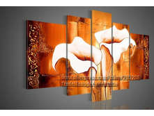 Framed-5-Panels-100-Handpainted-High-End-Amazing-Orange-Calla-font-b-Lily-b-font-Oil.jpg