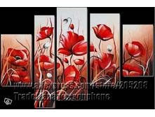 Framed-5-Panel-100-Handpainted-Amazing-High-End-Large-Red-Poppy-font-b-Painting-b-font.jpg