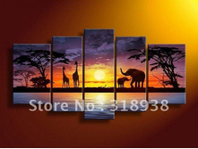 Framed-Free-shipping-Hand-painted-african-scenery-landscape-font-b-Group-b-font-font-b-Oil.jpg