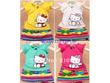 2013-summer-Girl-hello-kitty-casual-mini-dress-suit-kids-Print-rainbow-stripe-novelty-clothing-tshirt.jpg
